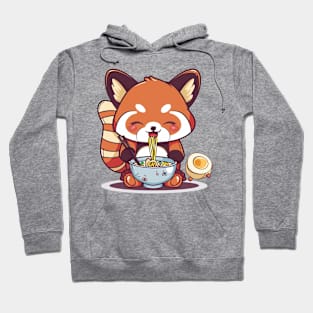 Kawaii Red Panda eating ramen Hoodie